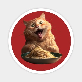 Cat Eating Spaghetti Magnet